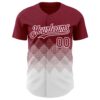 Custom Crimson White 3D Gradient Square Shape Authentic Baseball Jersey