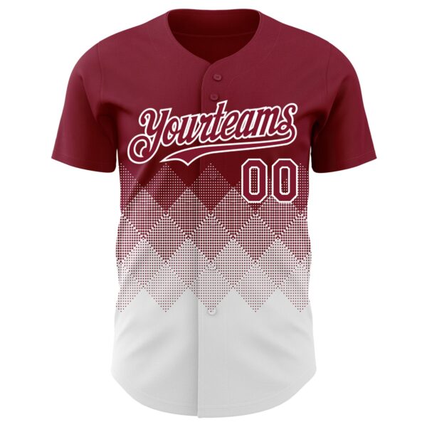 Custom Crimson White 3D Gradient Square Shape Authentic Baseball Jersey