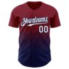 Custom Crimson White-Navy 3D Gradient Square Shape Authentic Baseball Jersey