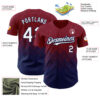 Custom Crimson White-Navy 3D Gradient Square Shape Authentic Baseball Jersey