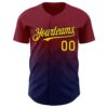 Custom Crimson Gold-Navy 3D Gradient Square Shape Authentic Baseball Jersey