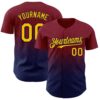 Custom Crimson Gold-Navy 3D Gradient Square Shape Authentic Baseball Jersey