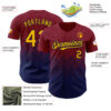 Custom Crimson Gold-Navy 3D Gradient Square Shape Authentic Baseball Jersey