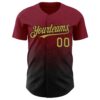 Custom Crimson Old Gold-Black 3D Gradient Square Shape Authentic Baseball Jersey