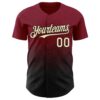Custom Crimson Cream-Black 3D Gradient Square Shape Authentic Baseball Jersey