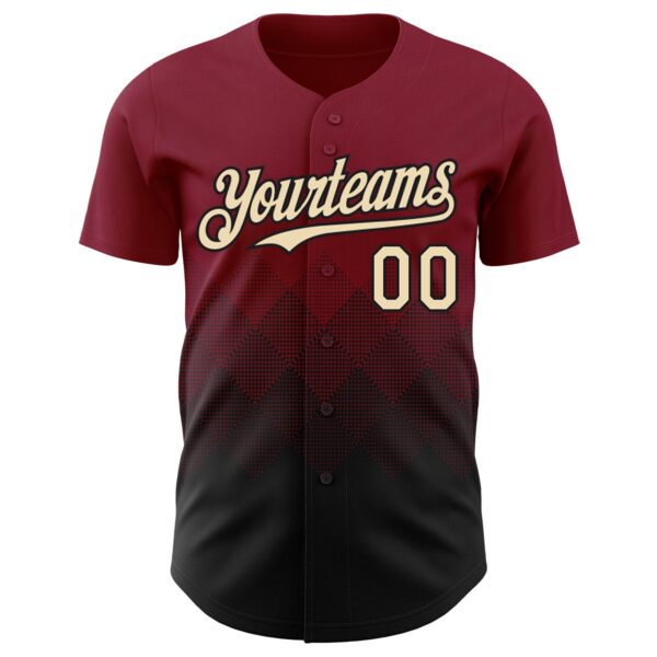 Custom Crimson Cream-Black 3D Gradient Square Shape Authentic Baseball Jersey