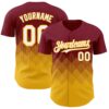 Custom Crimson White-Gold 3D Gradient Square Shape Authentic Baseball Jersey