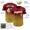 Custom Crimson White-Old Gold 3D Gradient Square Shape Authentic Baseball Jersey