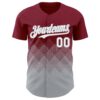 Custom Crimson White-Gray 3D Gradient Square Shape Authentic Baseball Jersey