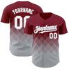 Custom Crimson White-Gray 3D Gradient Square Shape Authentic Baseball Jersey