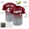 Custom Crimson White-Gray 3D Gradient Square Shape Authentic Baseball Jersey