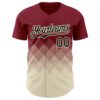 Custom Crimson Black-Cream 3D Gradient Square Shape Authentic Baseball Jersey