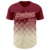 Custom Crimson Cream 3D Gradient Square Shape Authentic Baseball Jersey