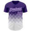 Custom Purple White 3D Gradient Square Shape Authentic Baseball Jersey