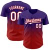 Custom Purple White-Red 3D Gradient Square Shape Authentic Baseball Jersey