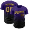 Custom Purple Old Gold-Black 3D Gradient Square Shape Authentic Baseball Jersey