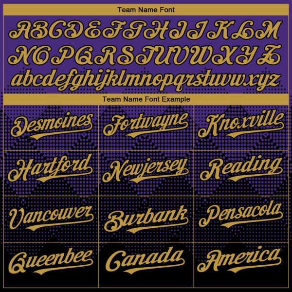 Custom Purple Old Gold-Black 3D Gradient Square Shape Authentic Baseball Jersey