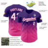 Custom Purple White-Pink 3D Gradient Square Shape Authentic Baseball Jersey