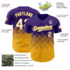 Custom Purple White-Gold 3D Gradient Square Shape Authentic Baseball Jersey