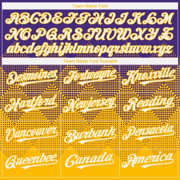 Custom Purple White-Gold 3D Gradient Square Shape Authentic Baseball Jersey