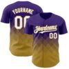 Custom Purple White-Old Gold 3D Gradient Square Shape Authentic Baseball Jersey