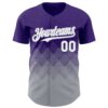 Custom Purple White-Gray 3D Gradient Square Shape Authentic Baseball Jersey