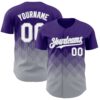 Custom Purple White-Gray 3D Gradient Square Shape Authentic Baseball Jersey