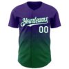 Custom Purple White-Kelly Green 3D Gradient Square Shape Authentic Baseball Jersey