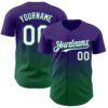 Custom Purple White-Kelly Green 3D Gradient Square Shape Authentic Baseball Jersey