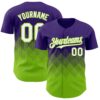 Custom Purple White-Neon Green 3D Gradient Square Shape Authentic Baseball Jersey
