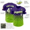 Custom Purple White-Neon Green 3D Gradient Square Shape Authentic Baseball Jersey