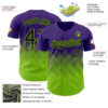 Custom Purple Black-Neon Green 3D Gradient Square Shape Authentic Baseball Jersey