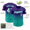 Custom Purple White-Aqua 3D Gradient Square Shape Authentic Baseball Jersey