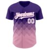 Custom Purple White-Light Pink 3D Gradient Square Shape Authentic Baseball Jersey