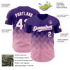 Custom Purple White-Light Pink 3D Gradient Square Shape Authentic Baseball Jersey