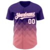 Custom Purple White-Medium Pink 3D Gradient Square Shape Authentic Baseball Jersey