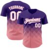 Custom Purple White-Medium Pink 3D Gradient Square Shape Authentic Baseball Jersey