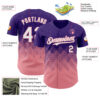 Custom Purple White-Medium Pink 3D Gradient Square Shape Authentic Baseball Jersey