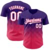 Custom Purple White-Neon Pink 3D Gradient Square Shape Authentic Baseball Jersey