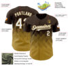 Custom Brown White-Old Gold 3D Gradient Square Shape Authentic Baseball Jersey