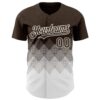 Custom Brown White 3D Gradient Square Shape Authentic Baseball Jersey