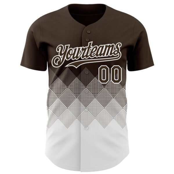 Custom Brown White 3D Gradient Square Shape Authentic Baseball Jersey
