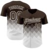 Custom Brown White 3D Gradient Square Shape Authentic Baseball Jersey