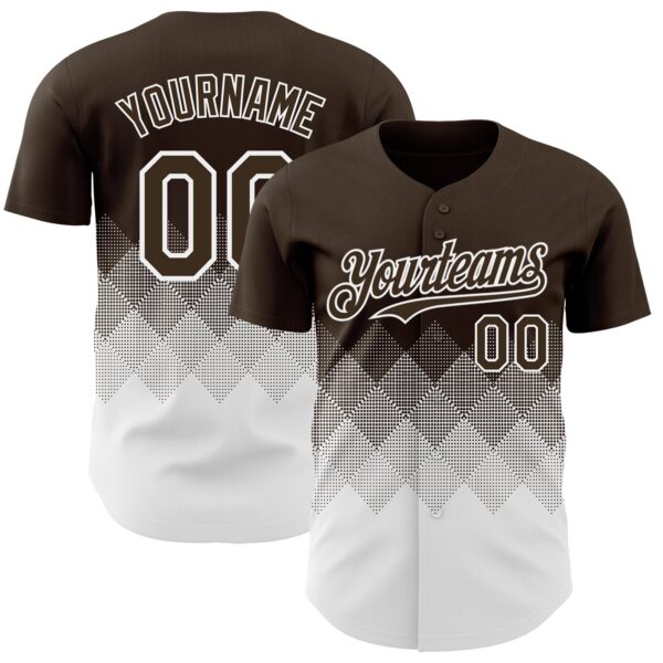 Custom Brown White 3D Gradient Square Shape Authentic Baseball Jersey