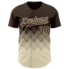 Custom Brown Cream 3D Gradient Square Shape Authentic Baseball Jersey