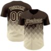 Custom Brown Cream 3D Gradient Square Shape Authentic Baseball Jersey