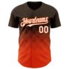 Custom Brown White-Orange 3D Gradient Square Shape Authentic Baseball Jersey