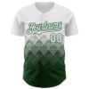 Custom White Green 3D Gradient Square Shape Authentic Baseball Jersey