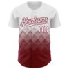 Custom White Crimson 3D Gradient Square Shape Authentic Baseball Jersey