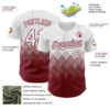 Custom White Crimson 3D Gradient Square Shape Authentic Baseball Jersey